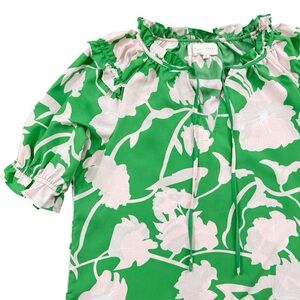 Melloday Floral Tie Neck Blouse Small